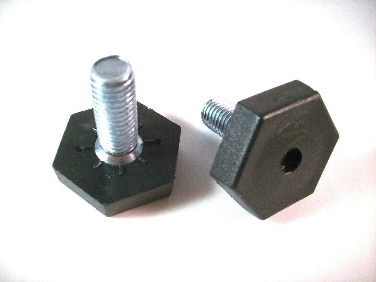 2 Bodenausgleichsschrauben Kunststoff, sechskant, schwarz, mit Gewindebolzen Stahl verzinkt - Klama - Möbelzubehör