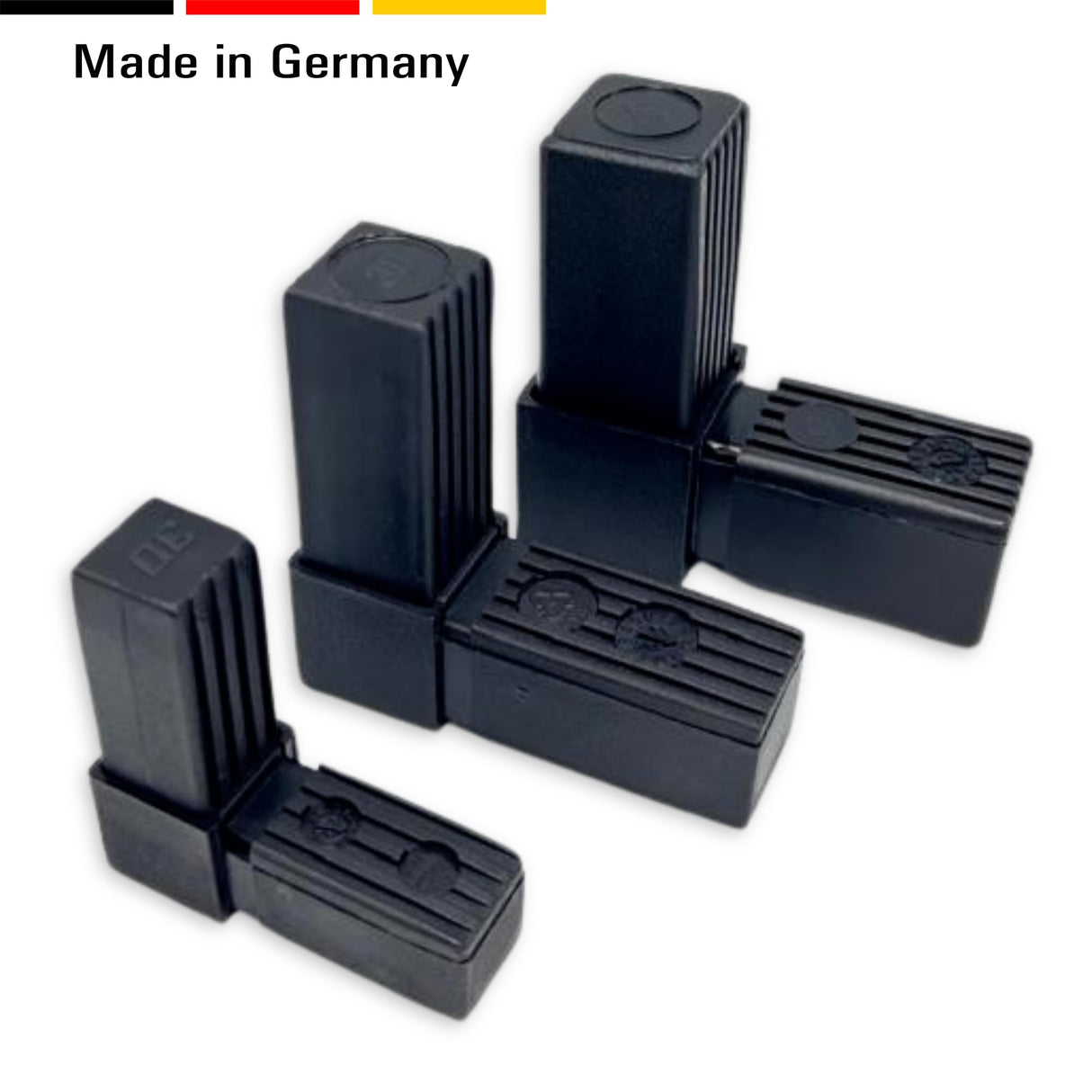 1 Steckverbinder mit Stahlkern - Rohrverbinder für Quadratrohre, Kunststoff/Polyamid, Schwarz