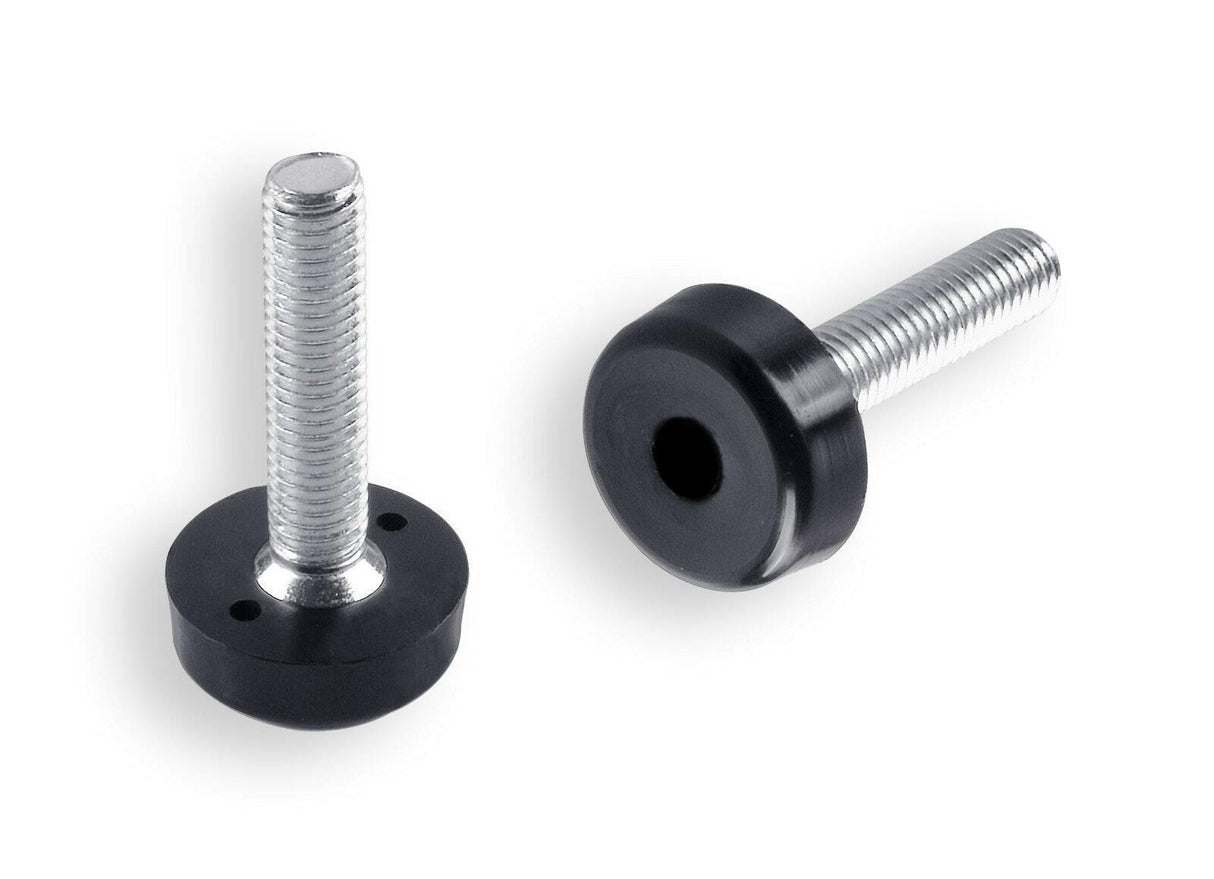 2 Bodenausgleichsschrauben Kunststoff, rund, schwarz, mit Gewindebolzen Stahl verzinkt - Klama - Möbelzubehör