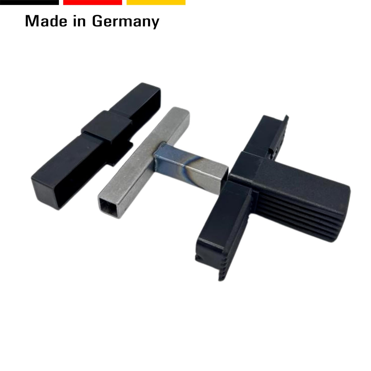 1 Steckverbinder mit Stahlkern - Rohrverbinder für Quadratrohre, Kunststoff/Polyamid, Schwarz