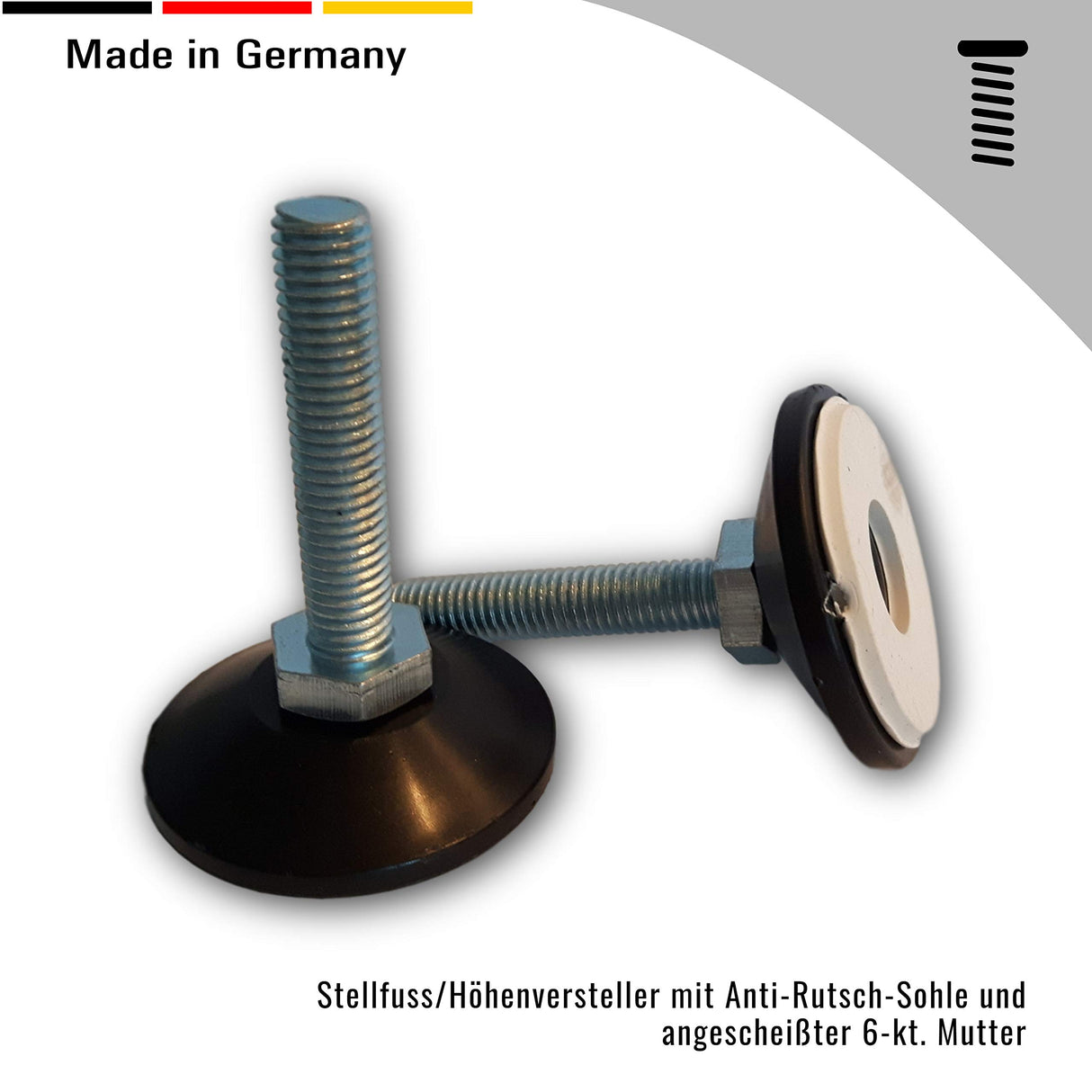 1 St. Stellfuss/Höhenversteller mit Anti_Rutsch-Sohle und angescheißter 6-kt. Mutter, SW 17 - Klama - Möbelzubehör