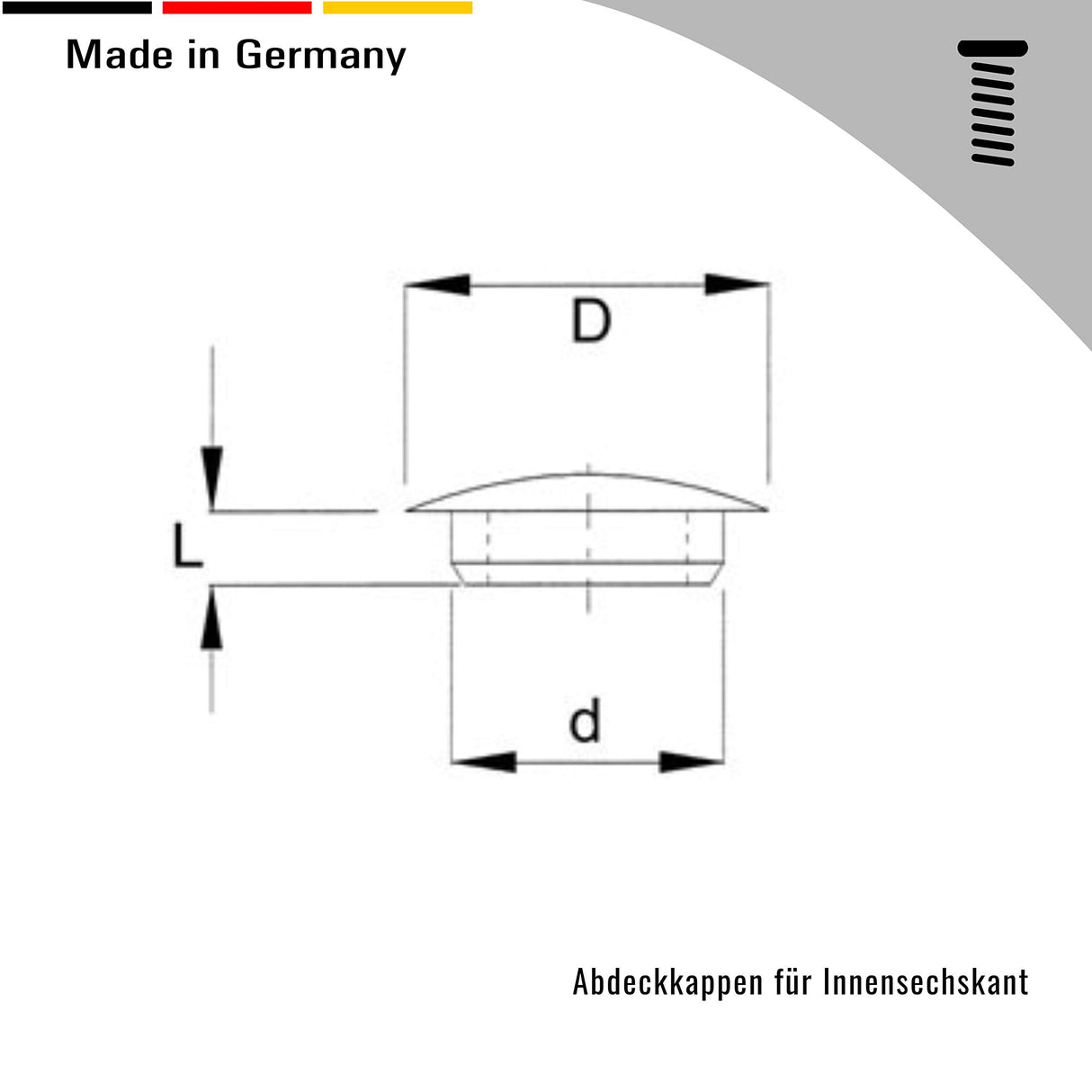 100 Abdeckkappen für Innensechskant, SW 3,4,5 mm Kunststoff - Klama - Möbelzubehör