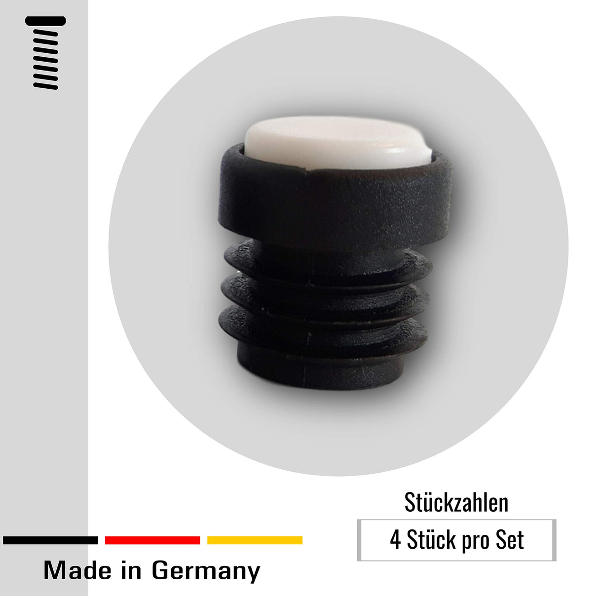 4 Stuhlgleiter rund, schwarz,geräuscharm durch POM/PFTE Einsatz, Leisegleiter - Klama - Möbelzubehör