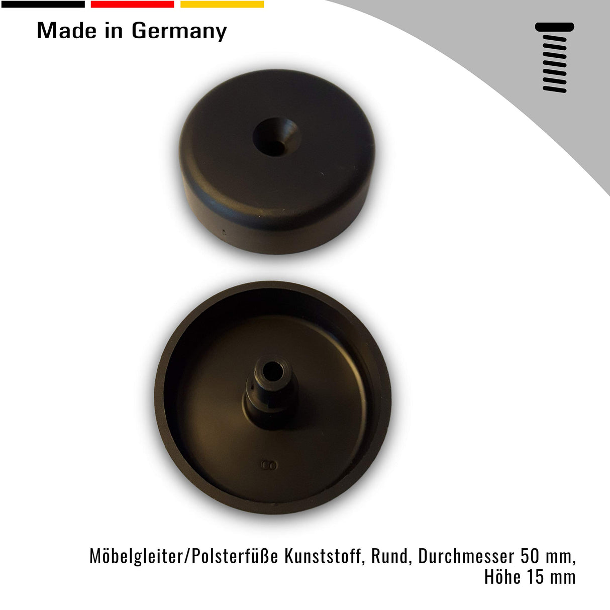 Möbelgleiter/Polsterfüße Kunststoff Rund Durchmesser 50 mm Höhe 15 mm - Klama - Möbelzubehör