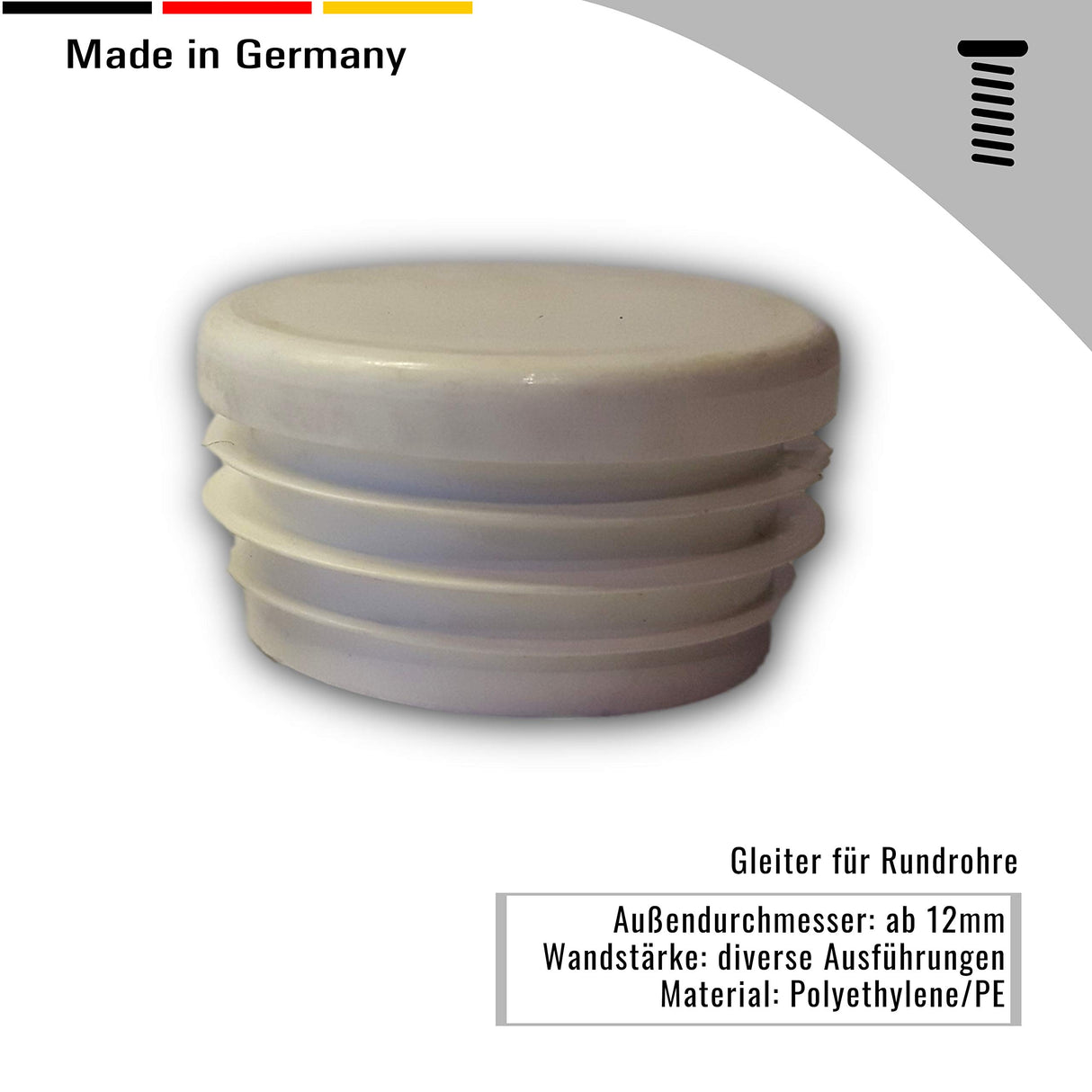 20 Gleiter/Stopfen/Lamellenstopfen Schwarz für Rundrohre