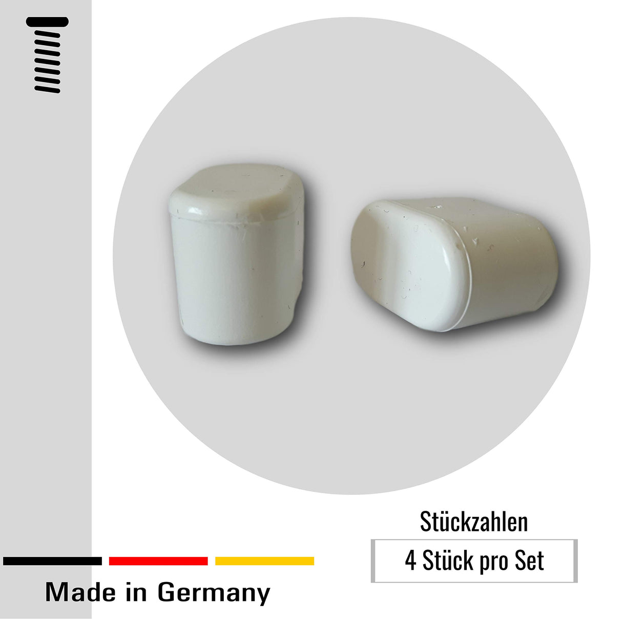 4 St. Abdeckkappen/Stuhlbeinkappen Kunststoff für Ovalrohre - Klama - Möbelzubehör