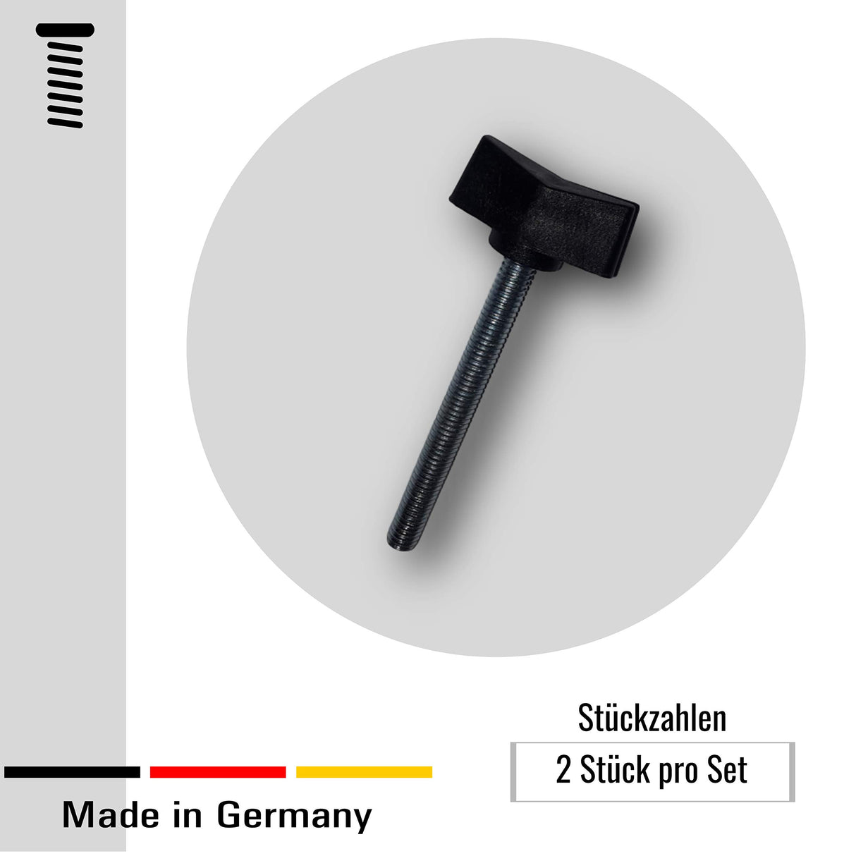 2 St. Flügelschrauben Kunststoff mit Gewindebolzen aus Stahl - Klama - Möbelzubehör