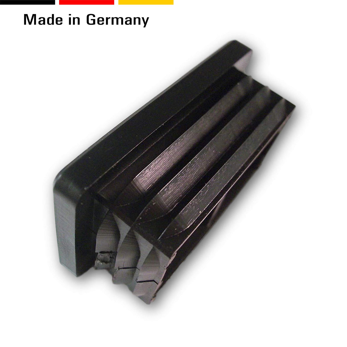 4 Lamellenstopfen für rechteckige Rohre, Schwarz - Rohrstopfen aus PE Kunststoff für Vierkantrohre - Klama - Möbelzubehör