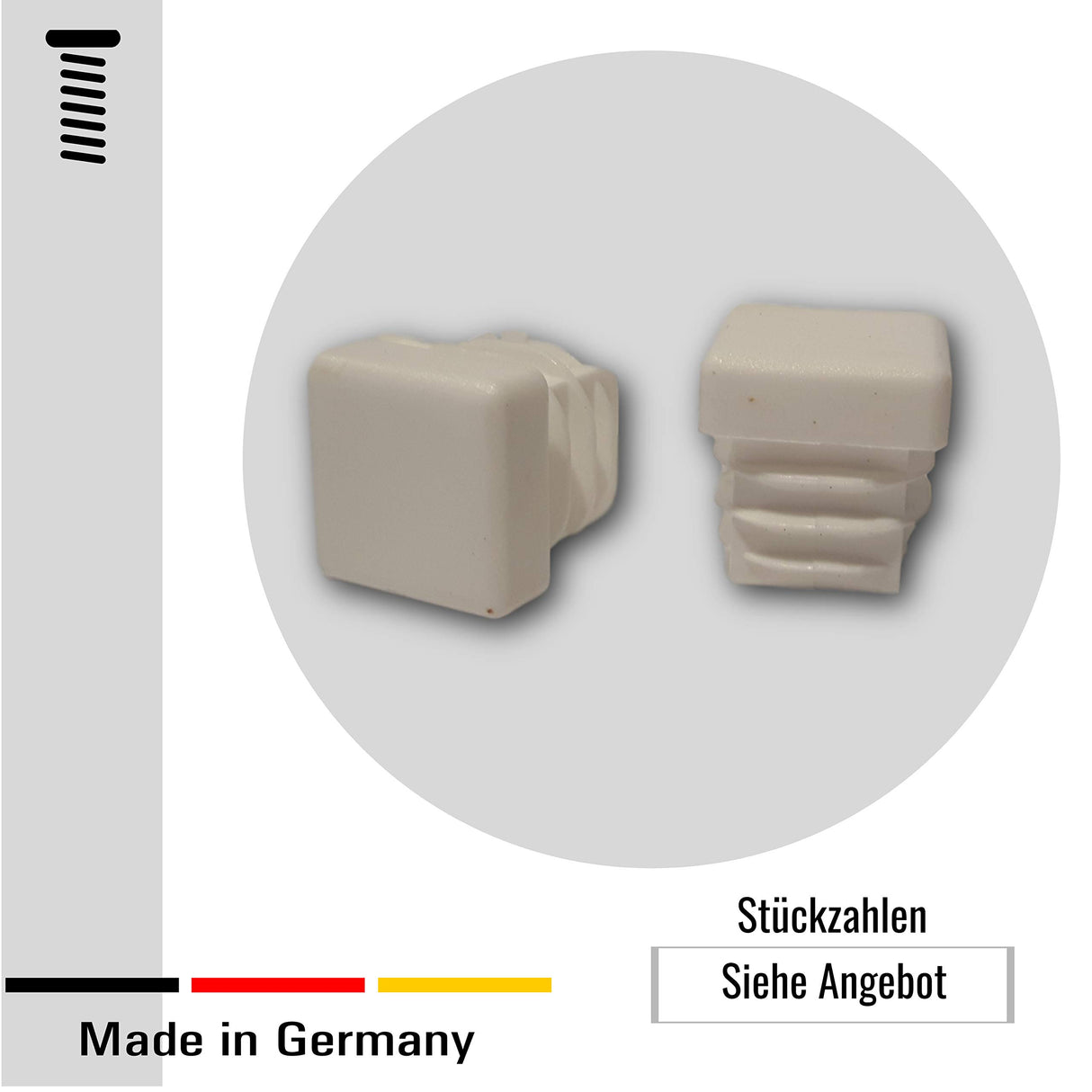 Lamellenstopfen Abdeckstopfen für quadratische Rohre Weiß
