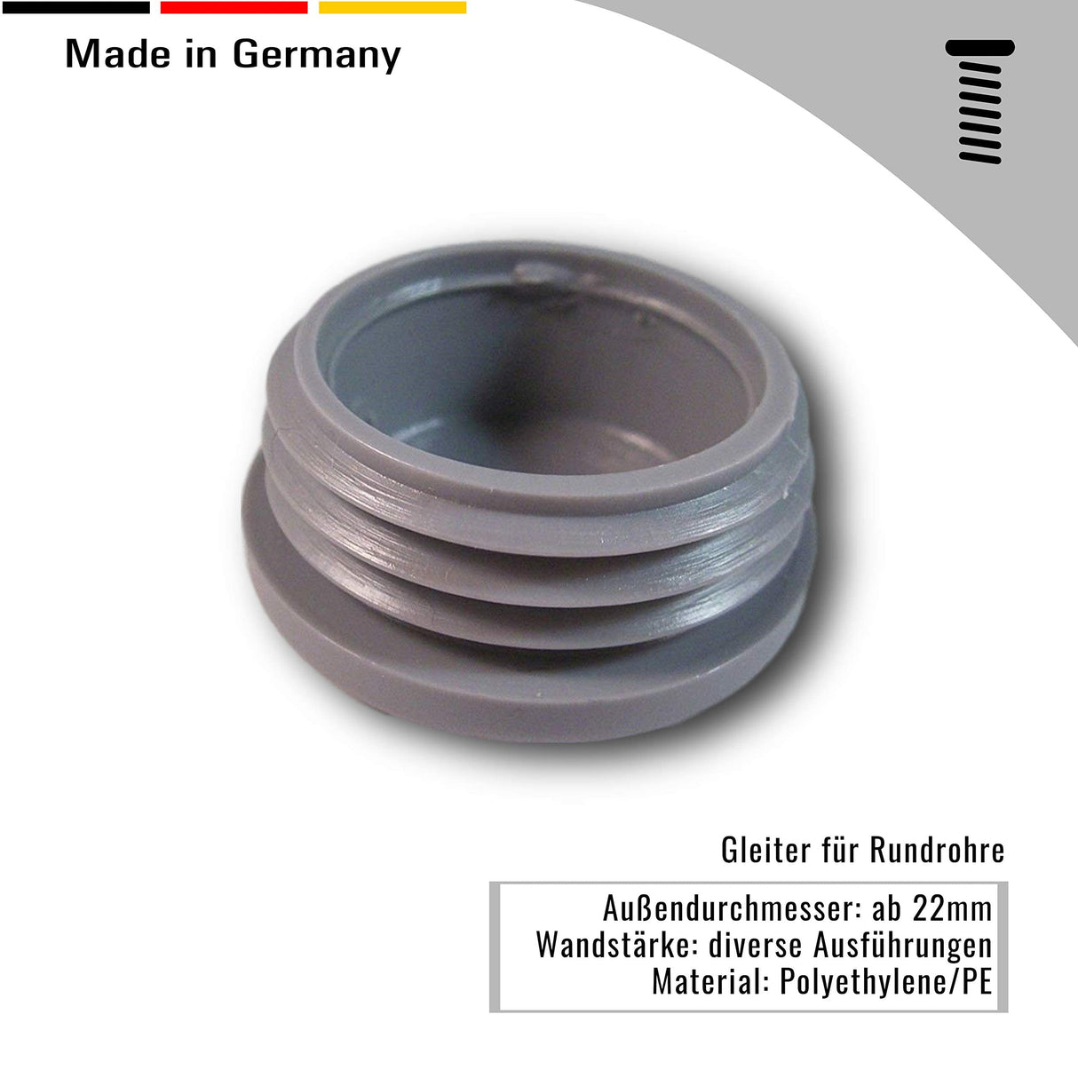 1 Gleiter für Rundrohre, Außendurchmesser 125 mm - Klama - Möbelzubehör