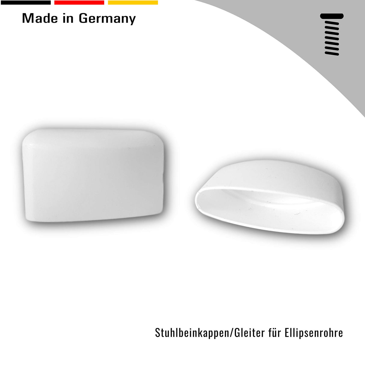 OL 4 St. Stuhlbeinkappen/Gleiter für Ellipsenrohre 41 x 16 mm Aussenmaß schwarz - Klama - Möbelzubehör