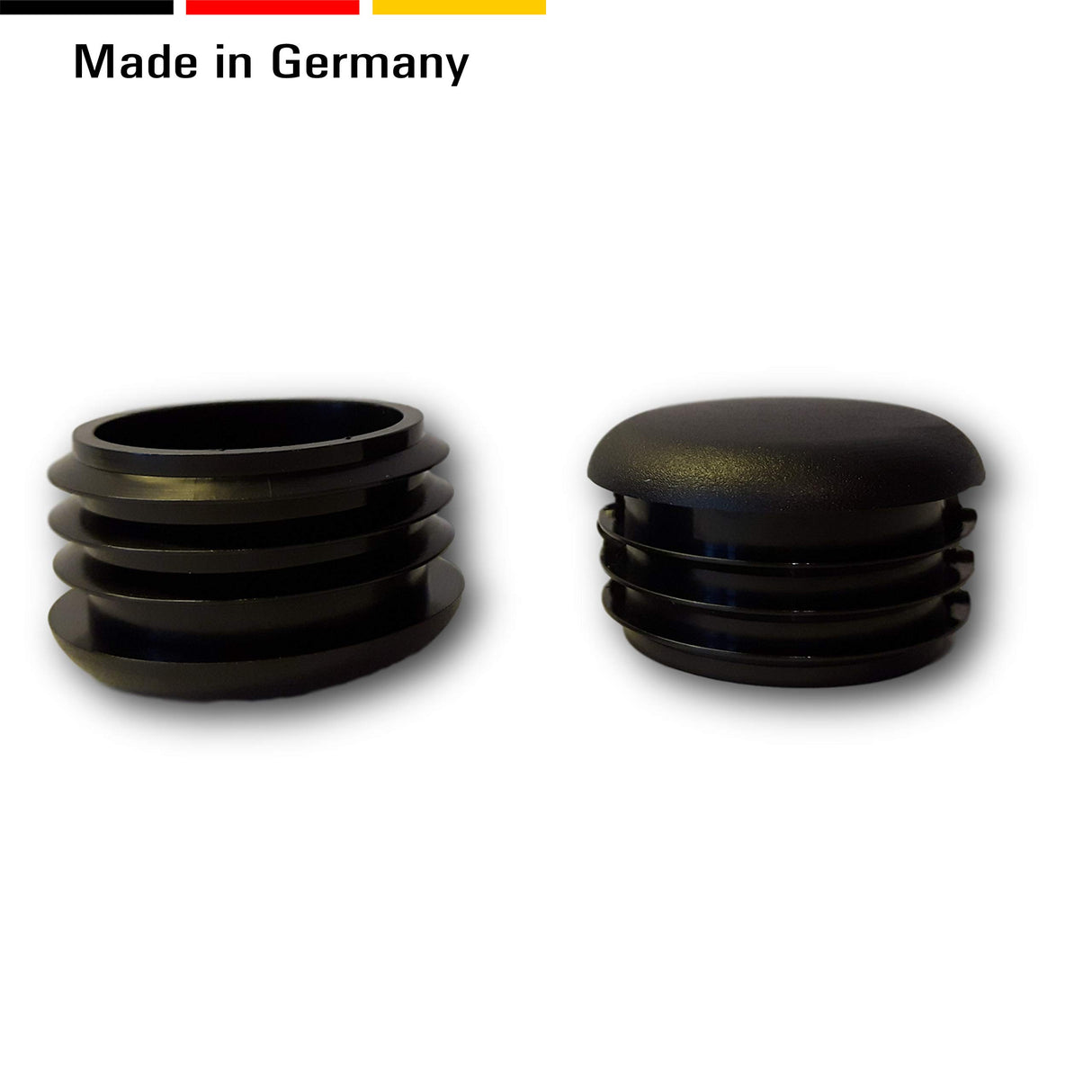 20 Gleiter/Stopfen, Kunststoff schwarz mit Lamellen gerundeter Kopf für runde Rohre - Klama - Möbelzubehör