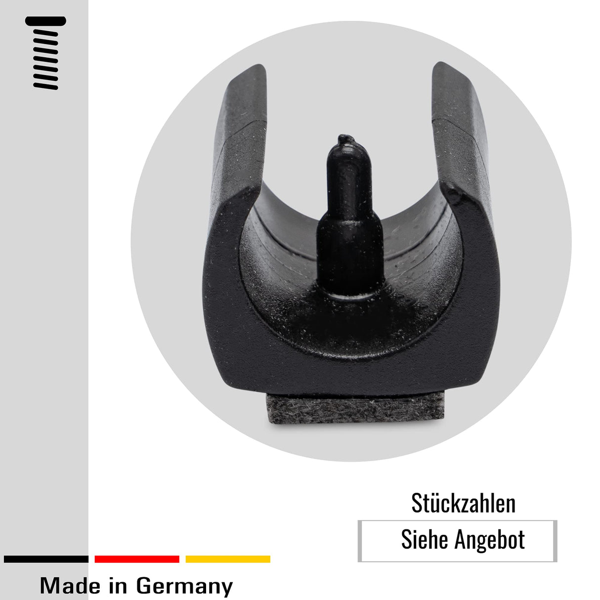 4 Stuhlgleiter Freischwinger mit Zapfen und Filz, Schwarz - Filzgleiter für Freischwinger aus Kunststoff für runde Rohre in verschiedenen Größen - Klama - Möbelzubehör