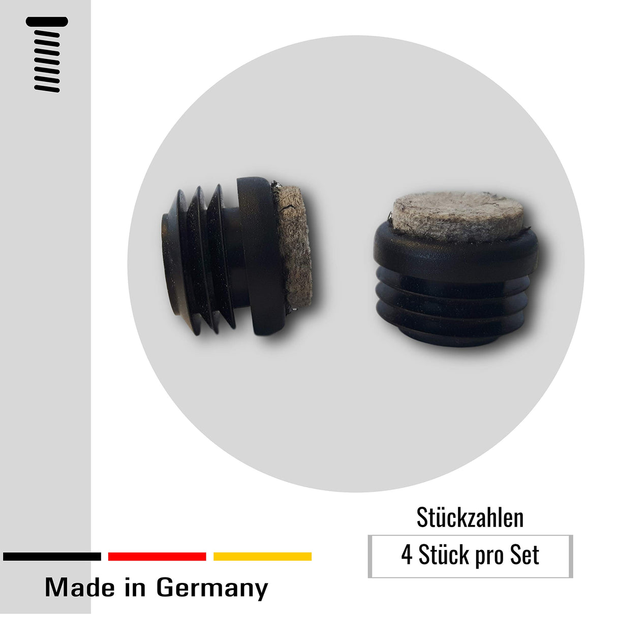 4 St. Stuhlgleiter Lamellenstopfen mit Filz für Rundrohre - Klama - Möbelzubehör