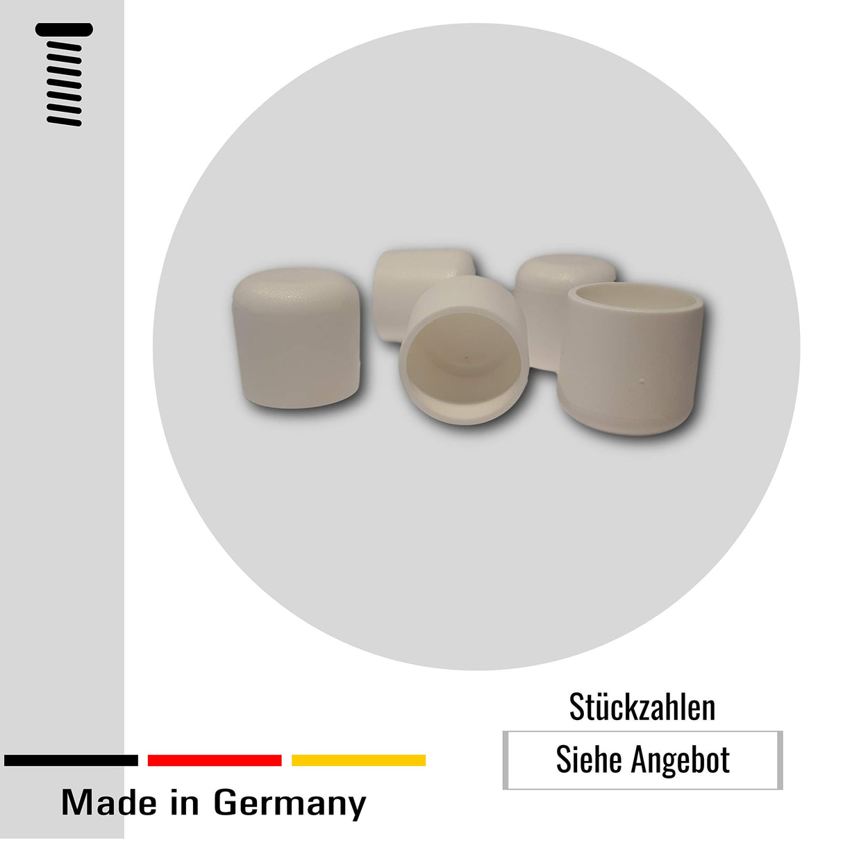 4 Kappen, schwarz, für Rundrohre/Rundstäbe/Pfostenkappen - Klama - Möbelzubehör