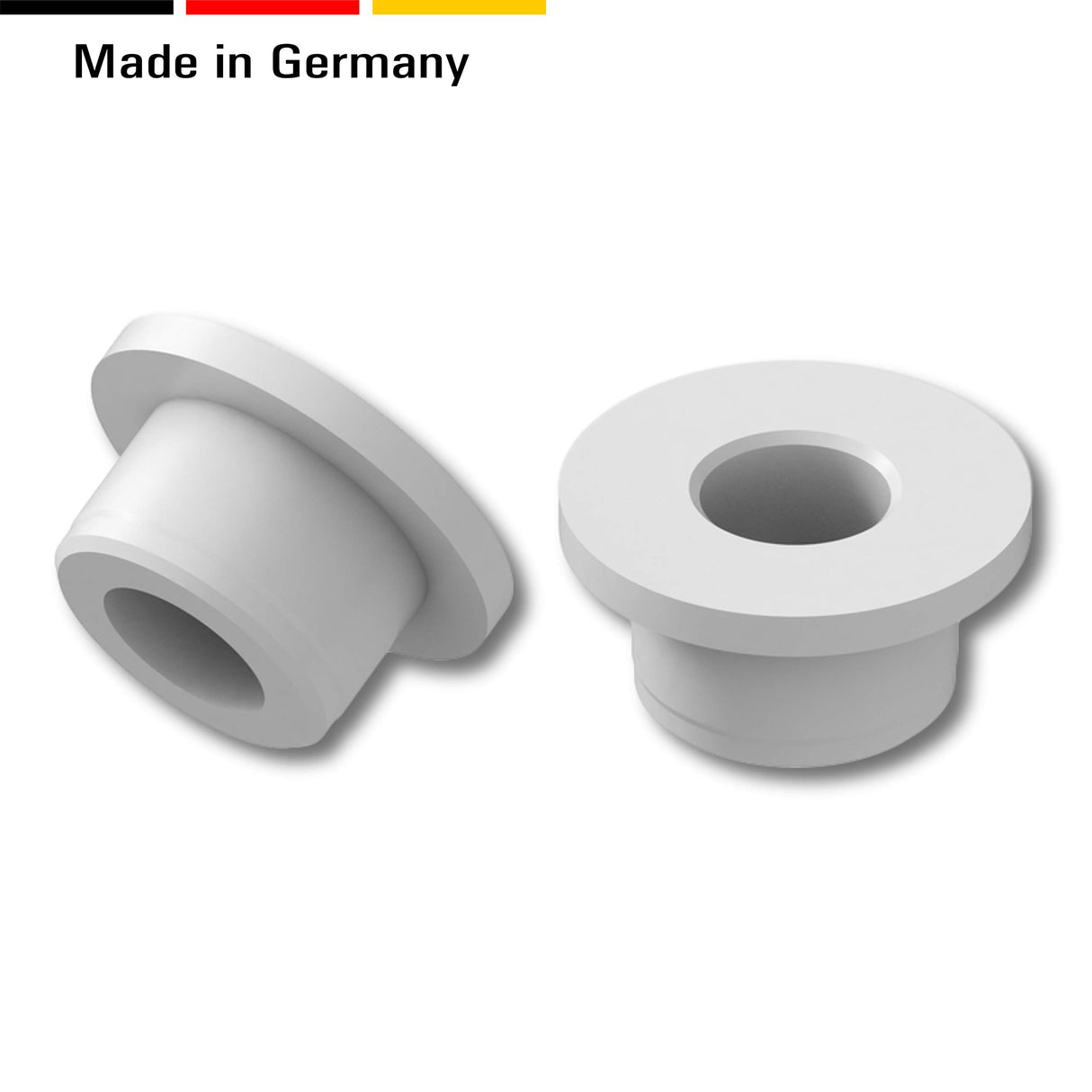 4 Lagerbuchsen, Kunststoff PA, mit Bund, naturfarben, bei den Abmessungen können Toleranzen auftreten - Klama - Möbelzubehör