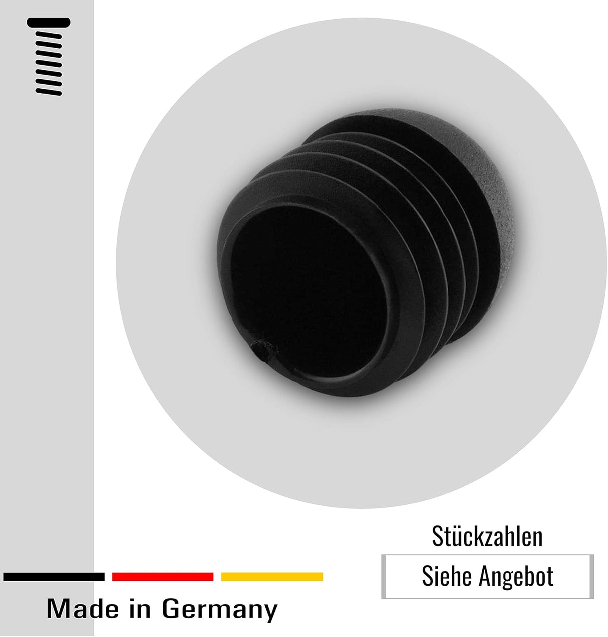 8 Stopfen mit Lamellen, für Zollrohre, runder Kopf, Kunststoff, Schwarz (1/2 Zoll) - Klama - Möbelzubehör