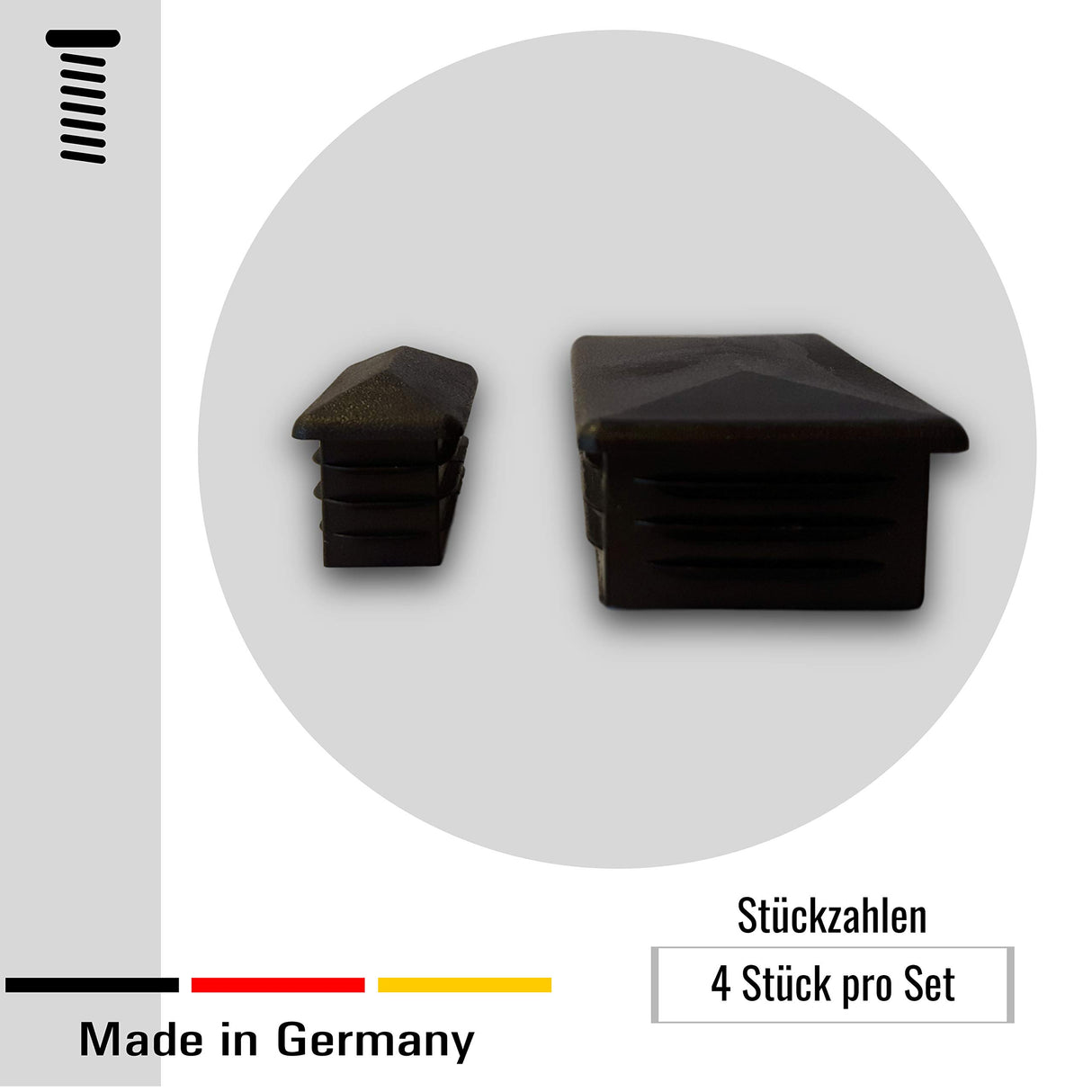 OL 4 St. Zierstopfen/Sichtstopfen für Rechteckige Rohre mit Rohrwandstärke 1,5-2 mm / 30x15mm - Klama - Möbelzubehör