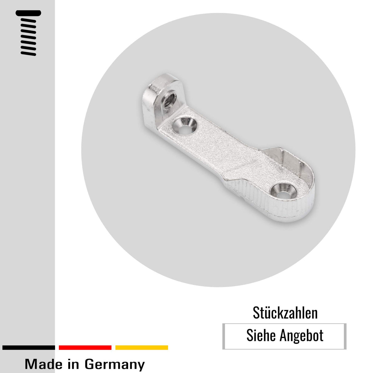 2 Schrankrohrlager für Schrankrohr 15 mm - Kleiderstangen Halterung, Zinkdruckguss vernickelt - Klama - Möbelzubehör