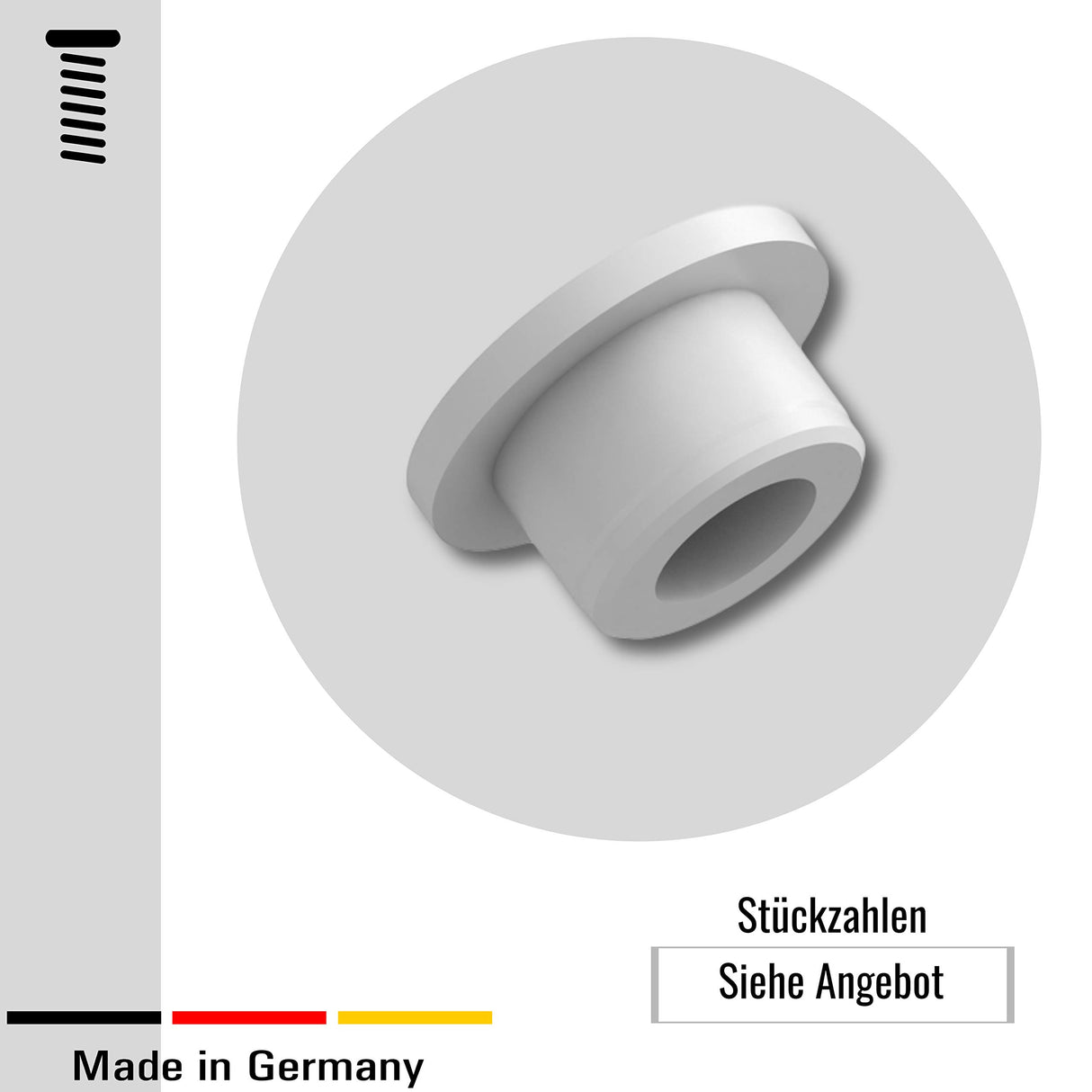 4 Lagerbuchsen, Kunststoff PA, mit Bund, naturfarben, bei den Abmessungen können Toleranzen auftreten - Klama - Möbelzubehör