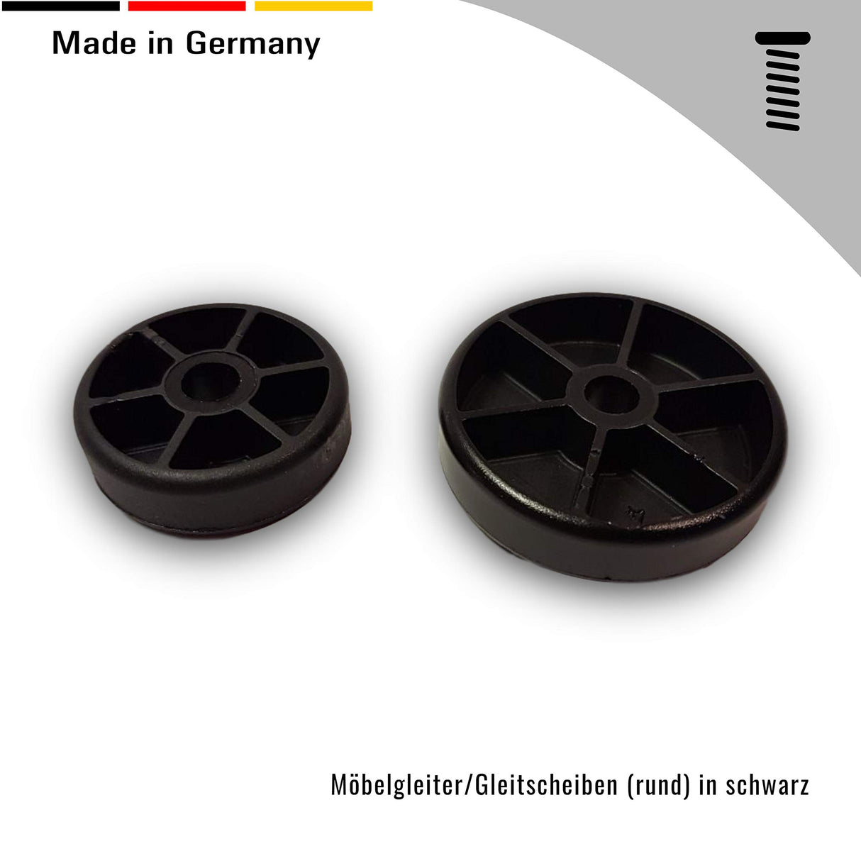 4 St. Möbelgleiter/Gleitscheiben, rund, schwarz - Klama - Möbelzubehör