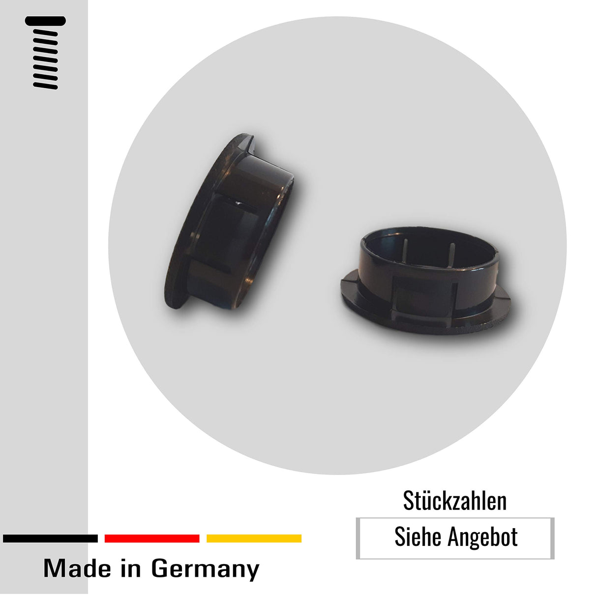 8 St. Blindstopfen wieder lösbar, schwarz, UL und CSA zugelassen, flacher matter Kopf - Klama - Möbelzubehör
