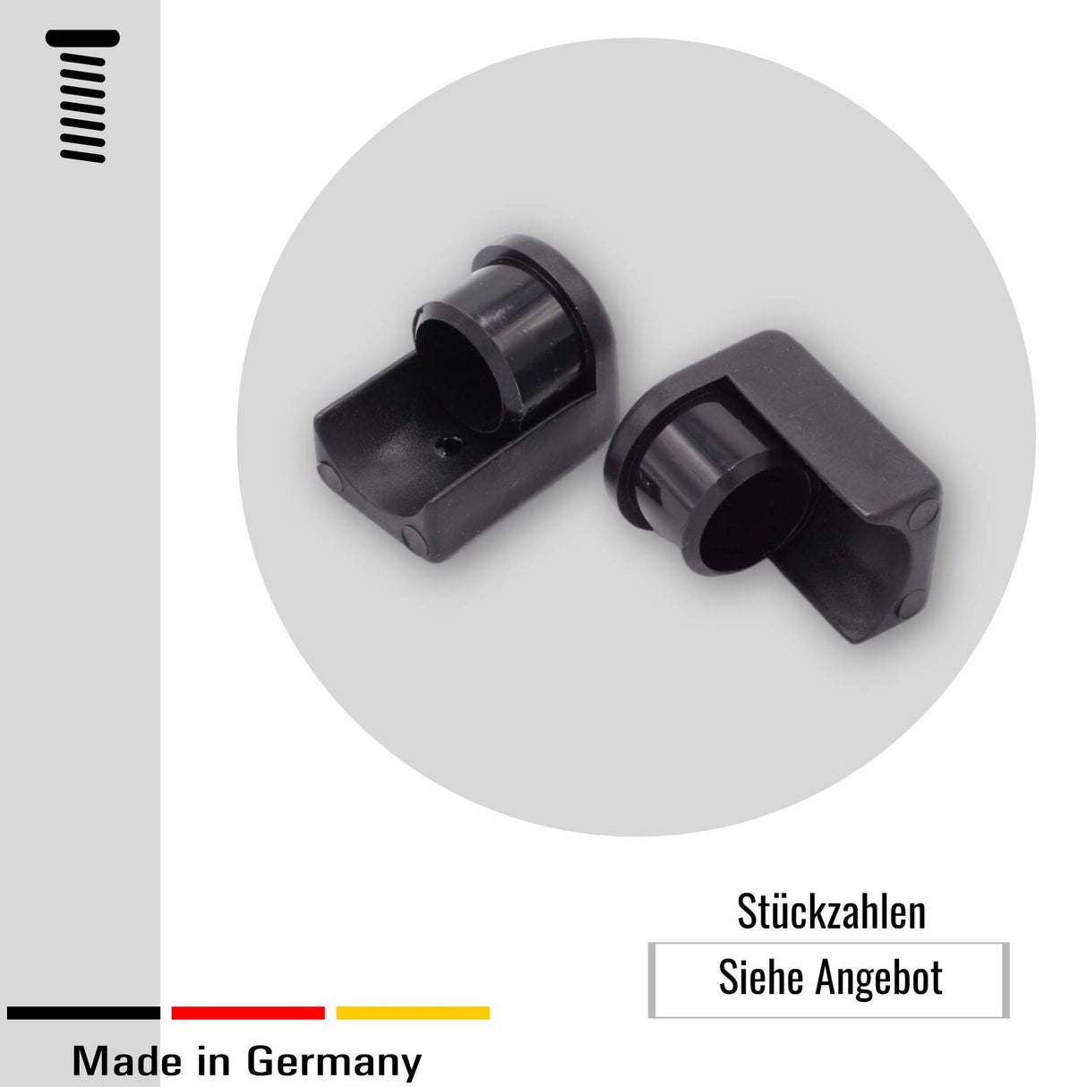4 Winkelgleiter Fussstopfen/Gleiter für Rundrohre, Kunststoff, Schwarz (35 x 2 mm, Ohne Filz) - Klama - Möbelzubehör
