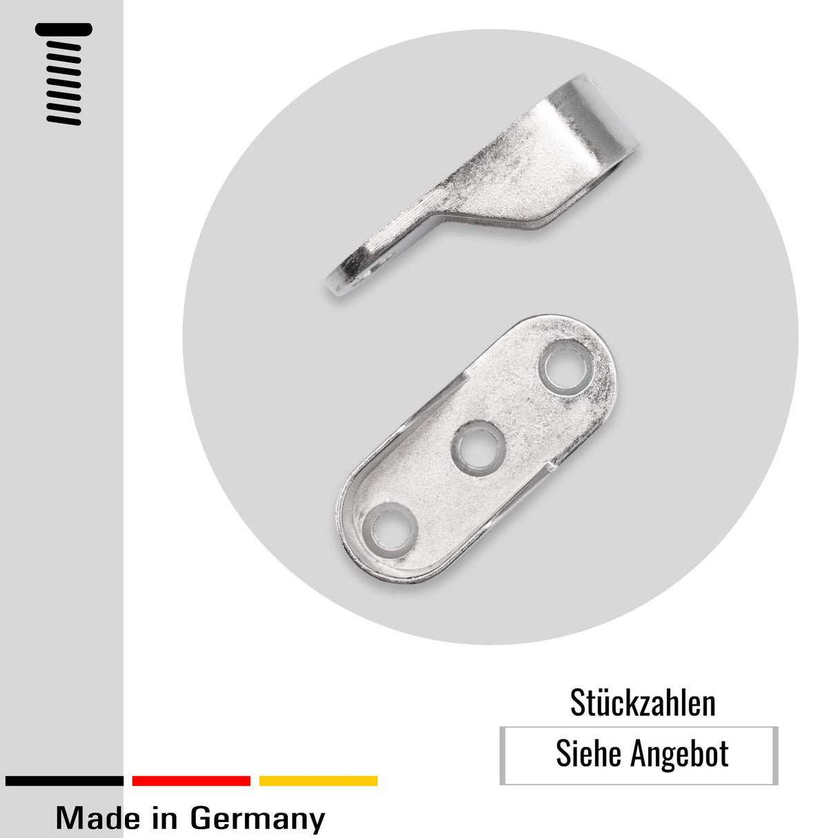 2 Schrankrohrlager für Schrankrohr 15 mm - Kleiderstangen Halterung, Zinkdruckguss vernickelt - Klama - Möbelzubehör