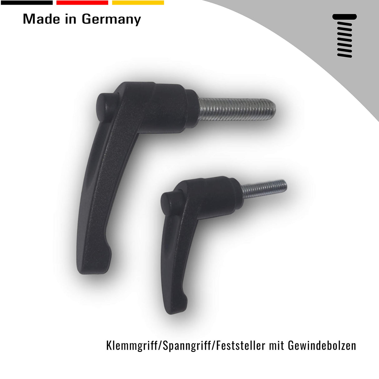 1 Klemmgriff/Spanngriff/Feststeller 85 mm mit Gewindebolzen verschiedene Gewindelängen - Klama - Möbelzubehör