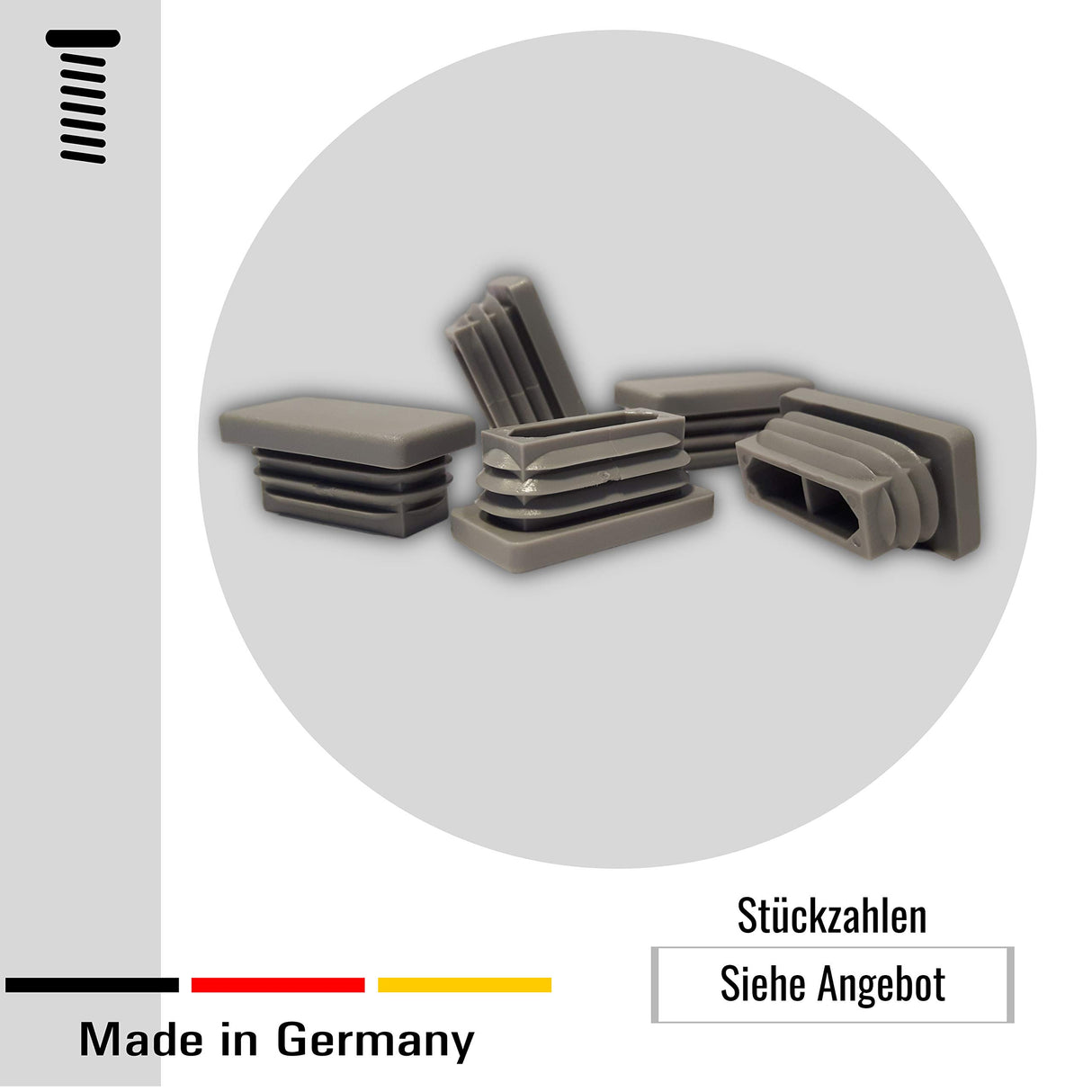OL 20 Stopfen, grau, für Rechteckige Rohre, Aussenmaß 40x30x3mm - Klama - Möbelzubehör