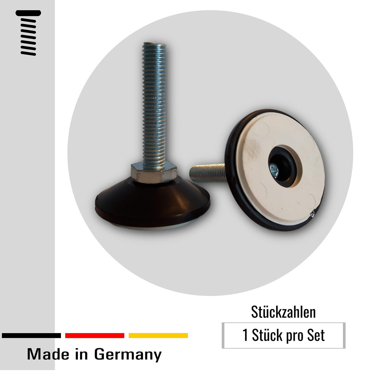 1 St. Stellfuss/Höhenversteller mit Anti_Rutsch-Sohle und angescheißter 6-kt. Mutter, SW 17 - Klama - Möbelzubehör
