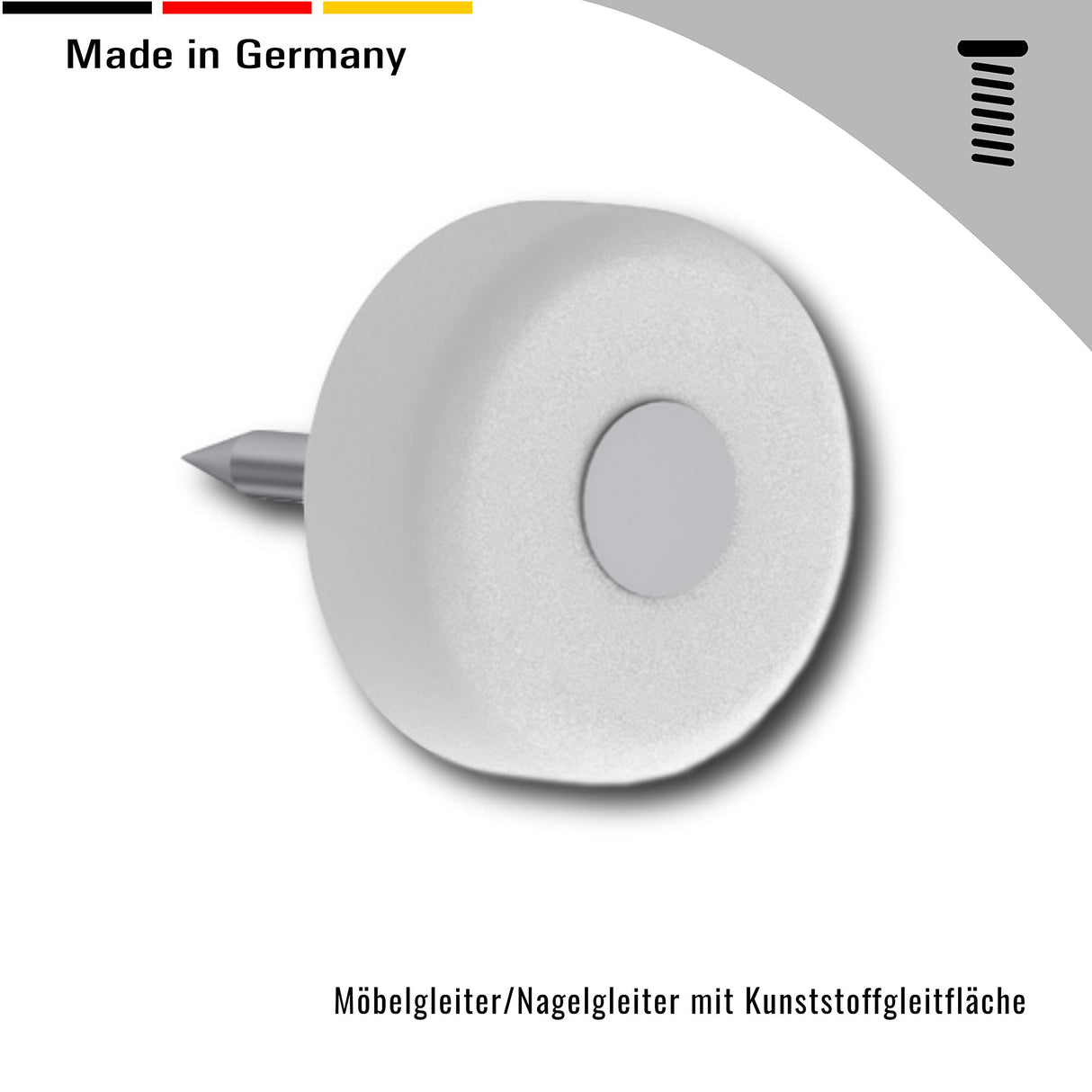 4X Nagelgleiter Stuhlgleiter mit Nagel - Kunststoff Mögelgleiter für Stühle und Tische (Natur, 35 x 18 mm) - Klama - Möbelzubehör