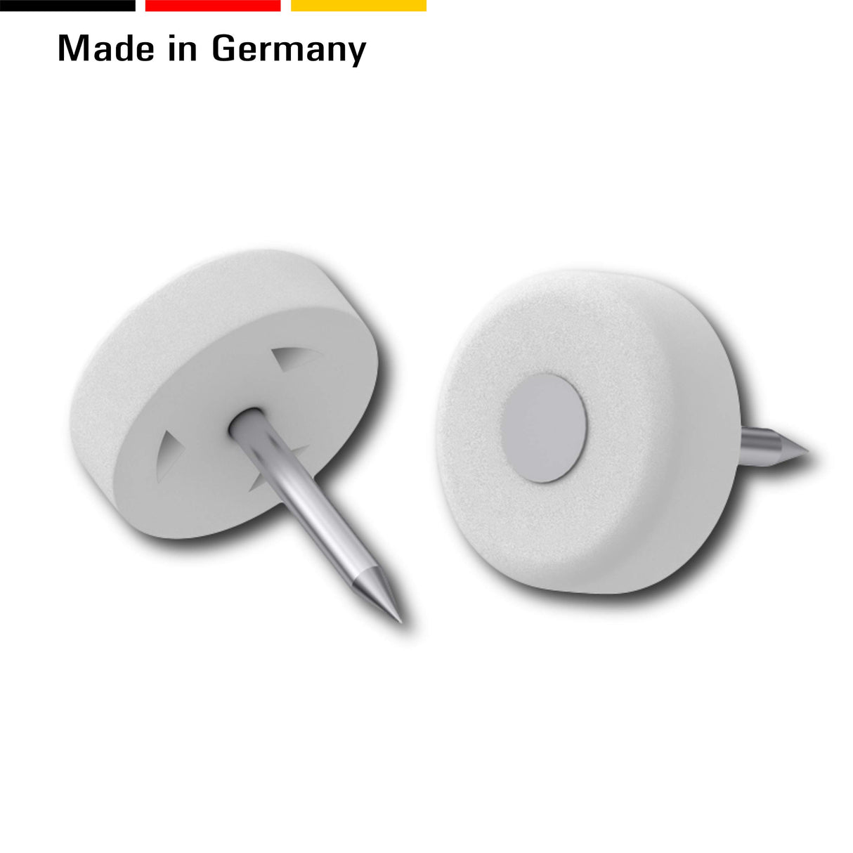 4X Nagelgleiter Stuhlgleiter mit Nagel - Kunststoff Mögelgleiter für Stühle und Tische (Natur, 35 x 18 mm) - Klama - Möbelzubehör