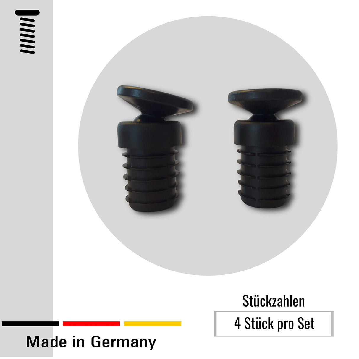 4 St. Stuhlgleiter mit Gelenk und Kunststoffgleitfläche, für Rundrohre mit Wandstärke 1,5-2 mm, max. Neigungswinkel 25° - Klama - Möbelzubehör