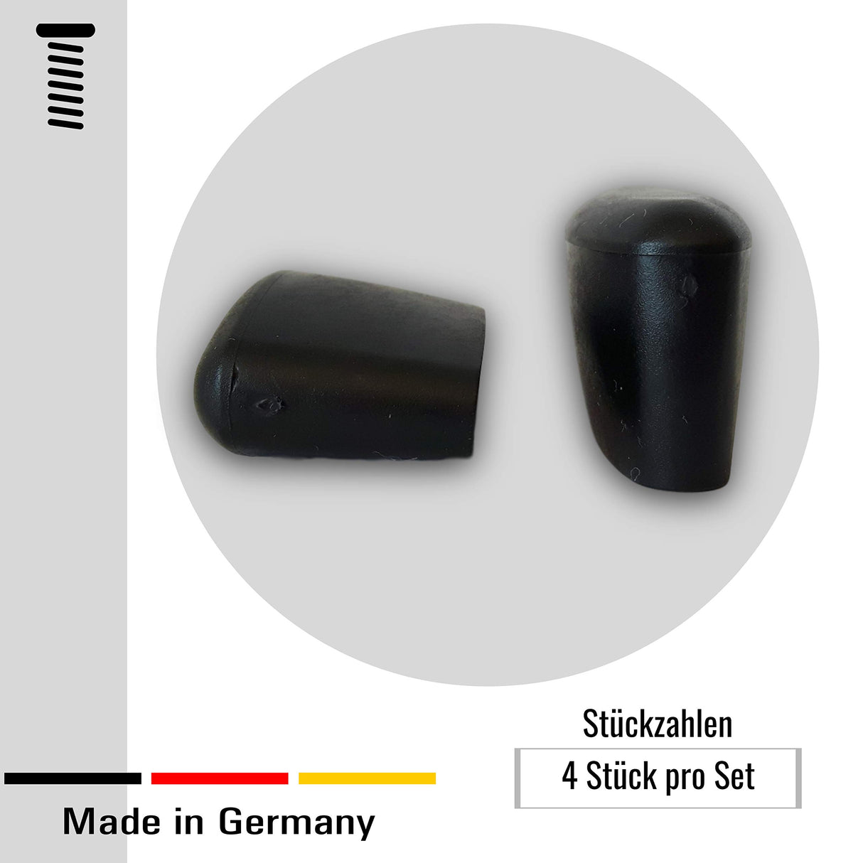 OL 4 St. Stuhlbeinkappen/Gleiter für Ellipsenrohre 41 x 16 mm Aussenmaß schwarz - Klama - Möbelzubehör