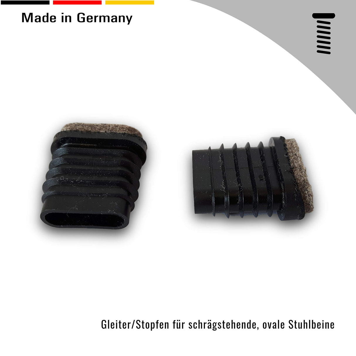 4 Gleiter/Stopfen für schrägstehende Ovale Stuhlbeine mit Rohrwandstärke 1,5-2 mm - Klama - Möbelzubehör