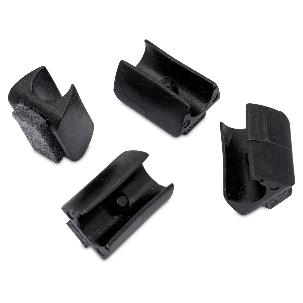 4 Stuhlgleiter Freischwinger mit Zapfen und Filz, Schwarz - Filzgleiter für Freischwinger aus Kunststoff für runde Rohre in verschiedenen Größen - Klama - Möbelzubehör