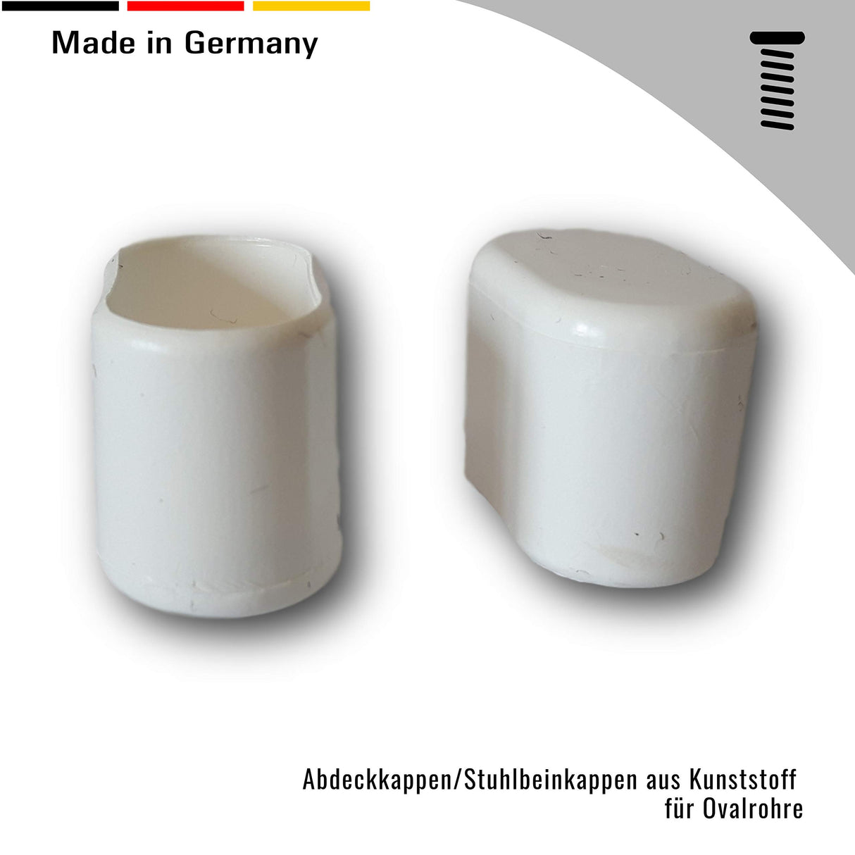 4 St. Abdeckkappen/Stuhlbeinkappen Kunststoff für Ovalrohre - Klama - Möbelzubehör
