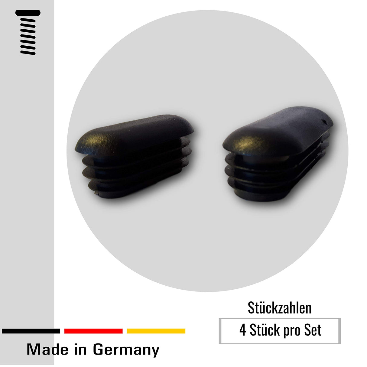 OL 4 St. Zierstopfen/Sichtstopfen/Endstopfen für Ovalrohre mit Rohrwandstärke 1,5-2 mm (4 St. 40x20mm) - Klama - Möbelzubehör
