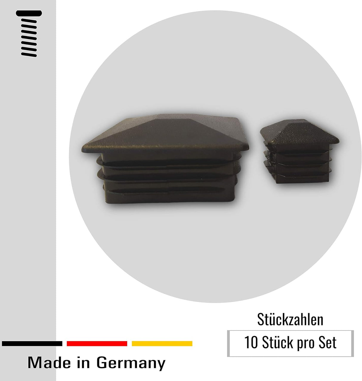 OL 10 St. Zierstopfen/Sichtstopfen/Endstopfen für Quadratrohre mit Rohrwandstärke 1,5-2 mm / 35x35 mm - Klama - Möbelzubehör