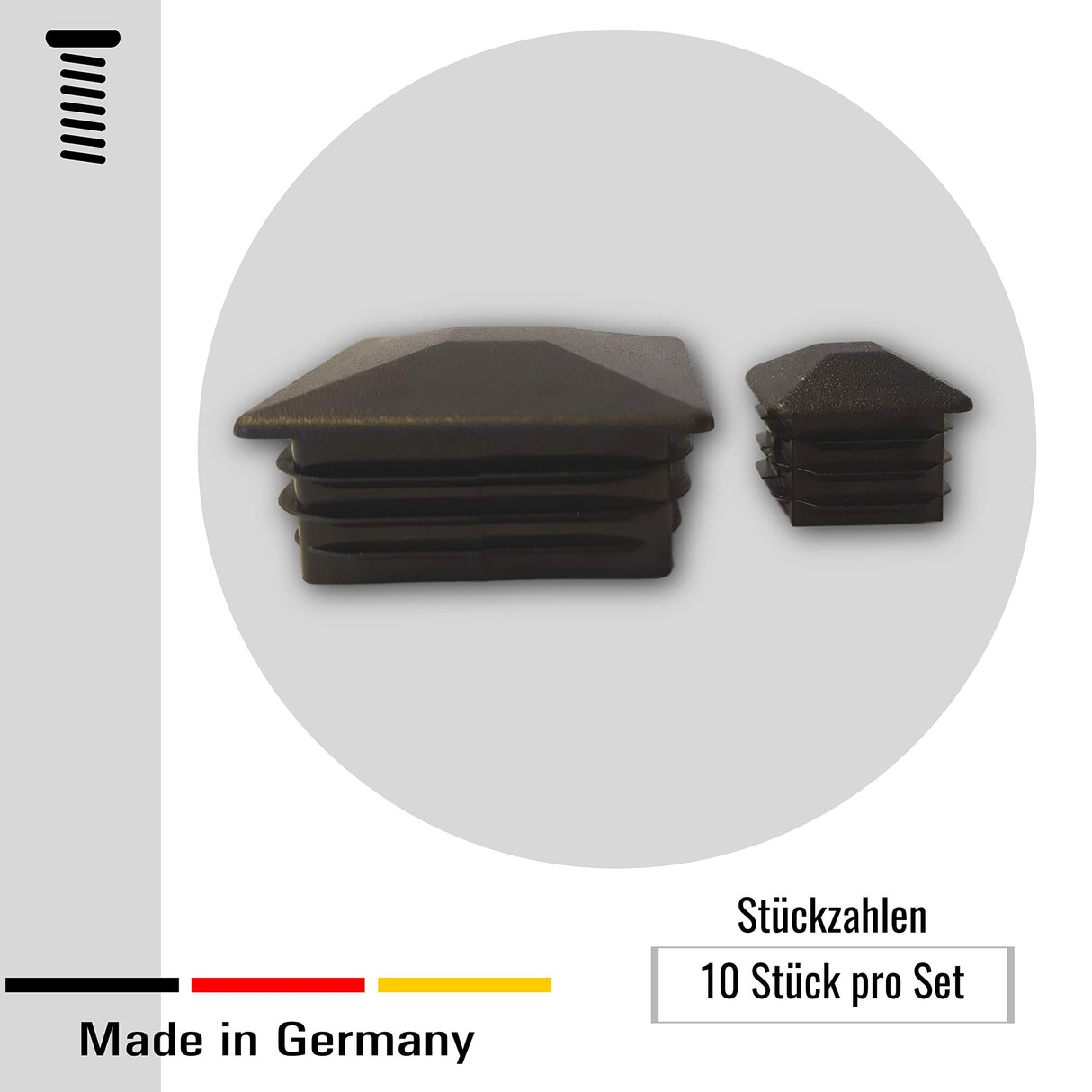 OL 20 St. Zierstopfen/Sichtstopfen/Endstopfen für Quadratrohre mit Rohrwandstärke 1,5-2 mm / 25x25 mm - Klama - Möbelzubehör