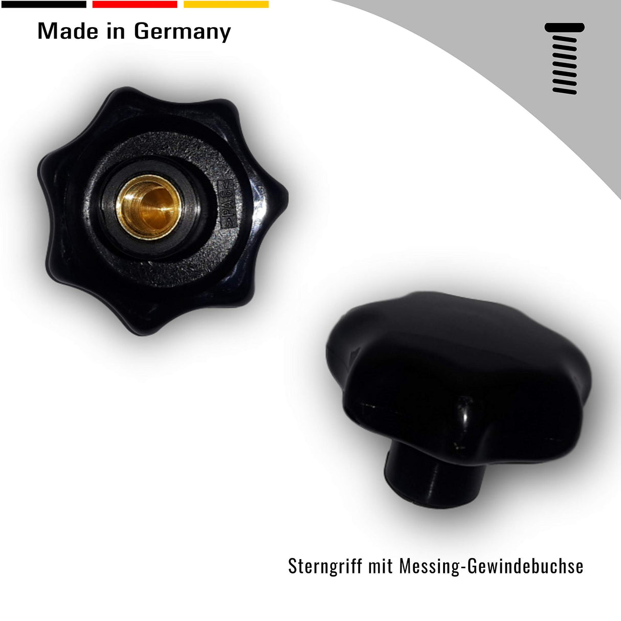 1 St. Sterngriff mit Messing-Gewindebuchse verschiedene Größen - Klama - Möbelzubehör