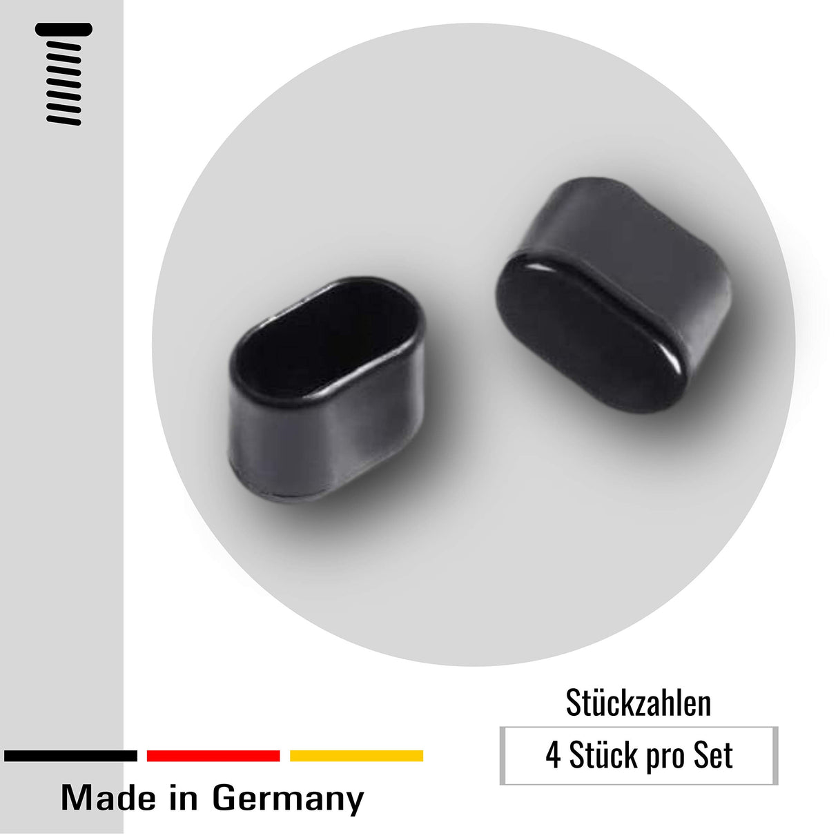 4 St. Abdeckkappen/Stuhlbeinkappen Kunststoff für Ovalrohre - Klama - Möbelzubehör