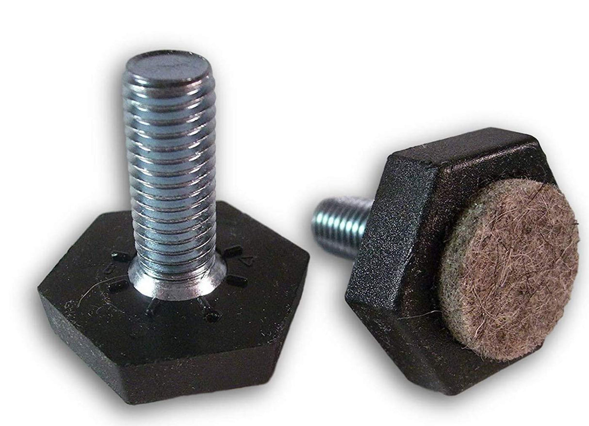 2x Bodenausgleichsschrauben Gewindegleiter Filz sechskant Gewindebolzen Stahl verzinkt - Klama - Möbelzubehör