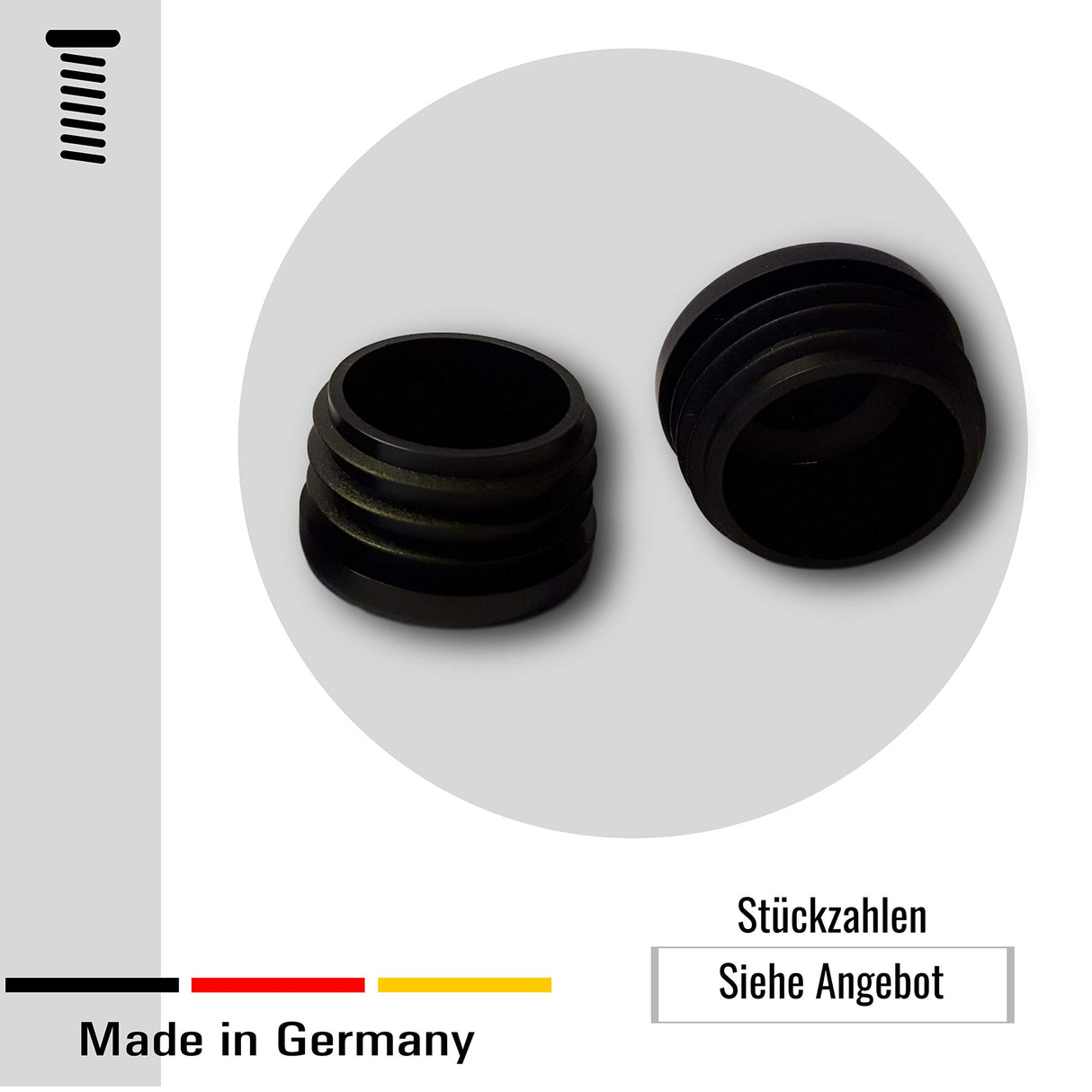 20 Gleiter/Stopfen/Lamellenstopfen Schwarz für Rundrohre