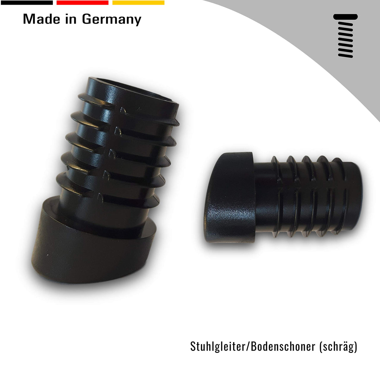 4 St. Stuhlgleiter/Bodenschoner, schräg, für Rundrohre mit Wandstärke 1,5-2 mm - Klama - Möbelzubehör