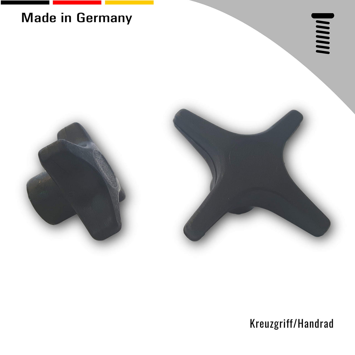 1 St. Kreuzgriff/Handrad, Griffdurchmesser 40/60 mm, mit Gewindebuchse aus Stahl - Klama - Möbelzubehör