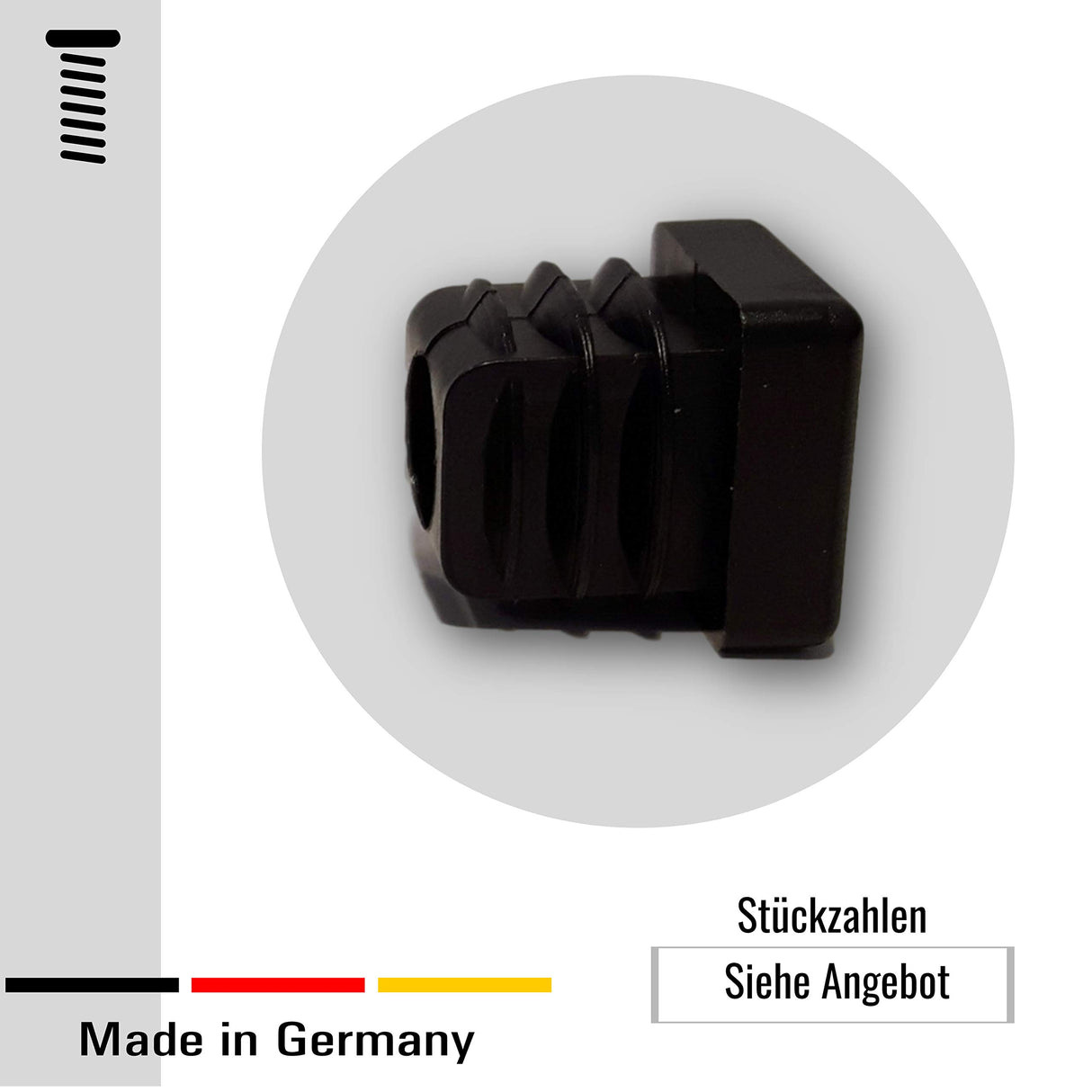 Lamellenstopfen Abdeckstopfen für quadratische Rohre Schwarz