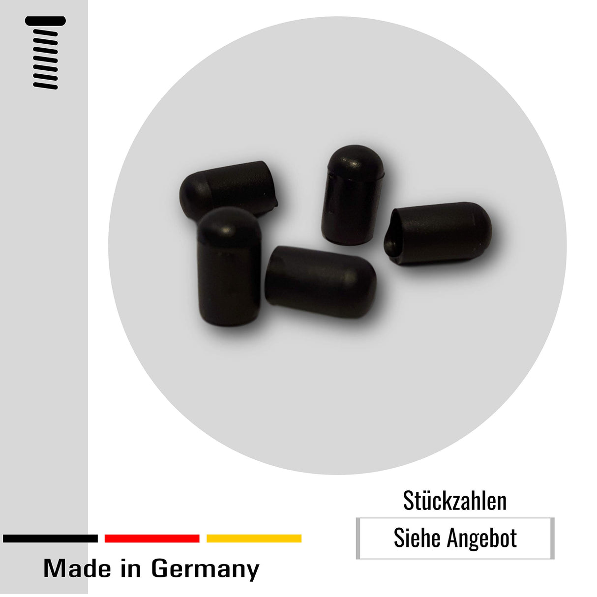 4 Kappen, schwarz, für Rundrohre/Rundstäbe/Pfostenkappen - Klama - Möbelzubehör