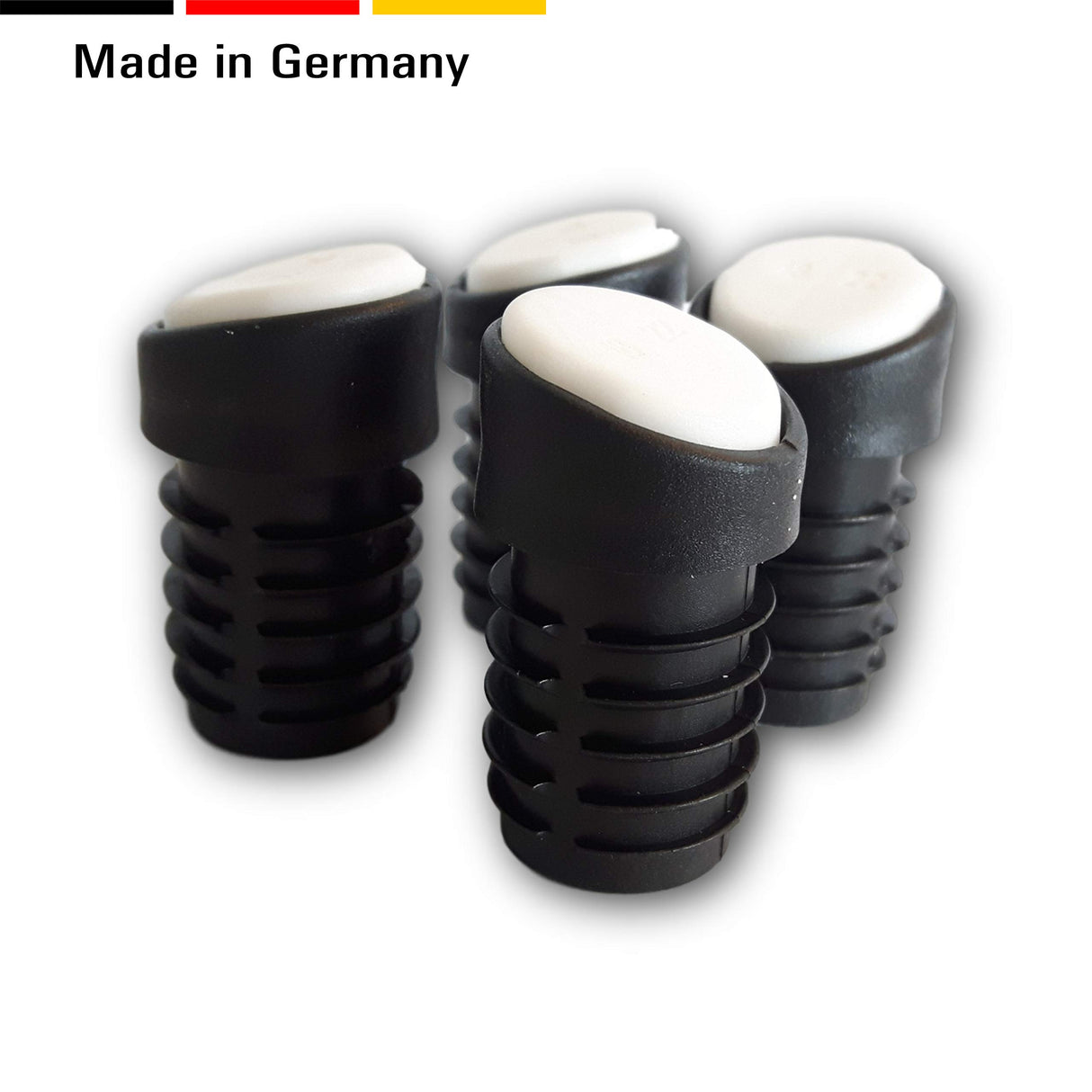 4 Stuhlgleiter Kunststoff, für schrägstehende runde Stuhlbeine, geräuschdämpfend durch POM/PTFE Gleitfläche - Klama - Möbelzubehör